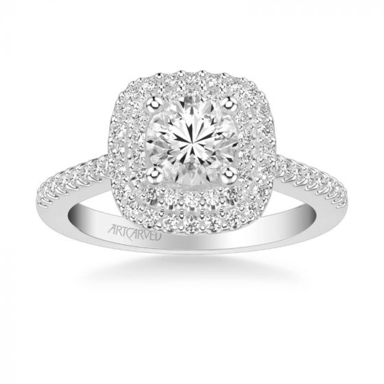 ArtCarved Avril Classic Halo Diamond Engagement Ring in 18k White Gold