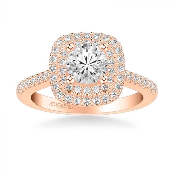 ArtCarved Avril Classic Halo Diamond Engagement Ring in 14k Rose Gold