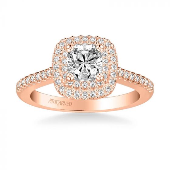 ArtCarved Avril Classic Halo Diamond Engagement Ring in 14k Rose Gold