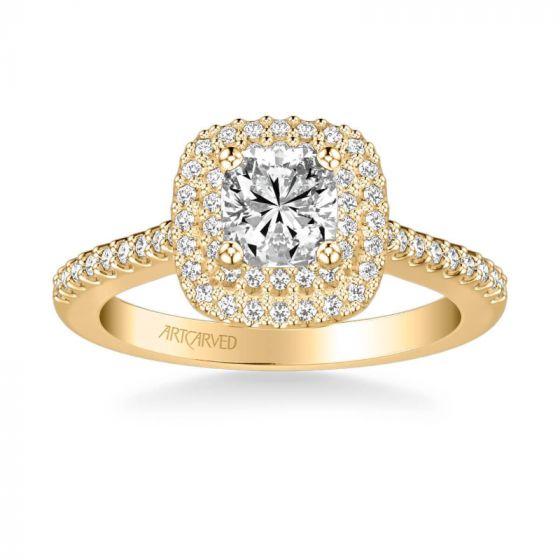 ArtCarved Avril Classic Halo Diamond Engagement Ring in 14k Yellow Gold