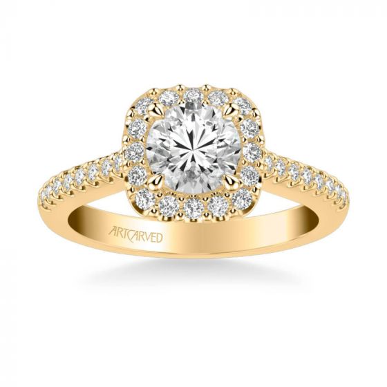 ArtCarved Liv Classic Round Halo Diamond Engagement Ring in 18k Yellow Gold