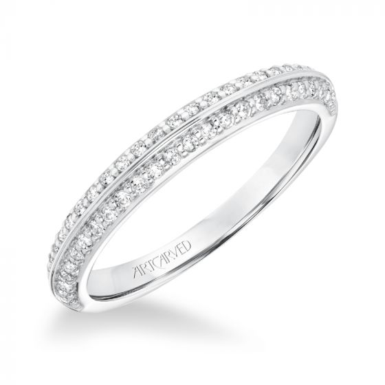 Artcarved Bridal Mounted with Side Stones Classic Diamond Wedding Band Eloise 14K White Gold