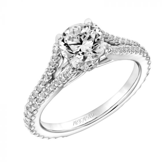 Artcarved Bridal Semi-Mounted with Side Stones Classic Diamond Engagement Ring Darlene 14K White Gold