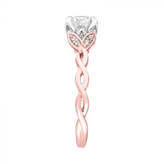 Artcarved Bridal Mounted with CZ Center Contemporary Floral Solitaire Engagement Ring Cherie 18K Rose Gold Primary & White Gold