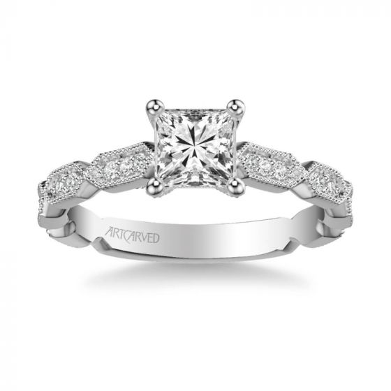ArtCarved Platinum Cressida Vintage Side Stone Diamond Engagement Ring