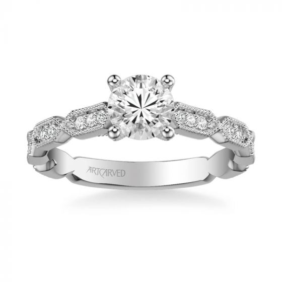 ArtCarved Platinum Cressida Vintage Side Stone Diamond Engagement Ring