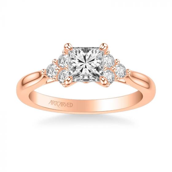 ArtCarved Maryann Classic Three Stone Diamond Engagement Ring in 18k Rose Gold