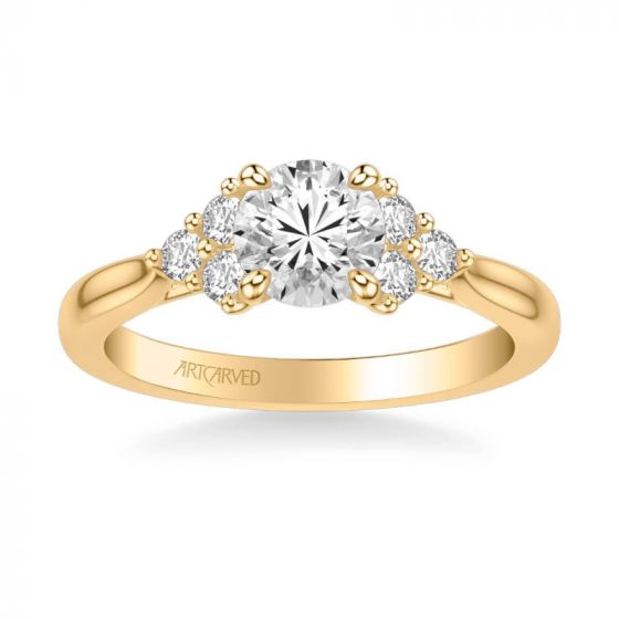 ArtCarved Maryann Classic Three Stone Diamond Engagement Ring in 18k Yellow Gold