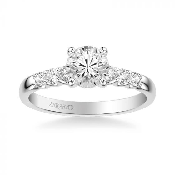 ArtCarved Platinum Erica Classic Side Stone Diamond Engagement Ring