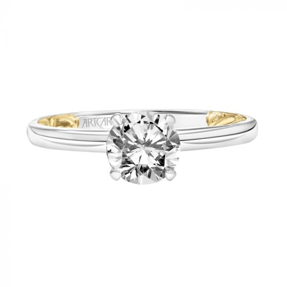 Artcarved Bridal Semi-Mounted with Side Stones Engagement Ring Oona 14K White Gold Primary & 14K Yellow Gold