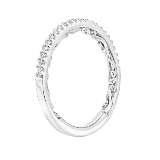 Artcarved Bridal Mounted with Side Stones Classic Lyric Diamond Wedding Band Haven 18K White Gold