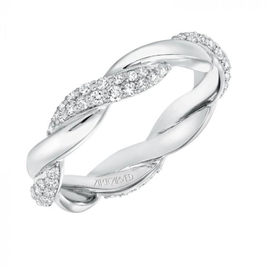 Artcarved Bridal Mounted with Side Stones Contemporary Stackable Eternity Anniversary Band 14K White Gold