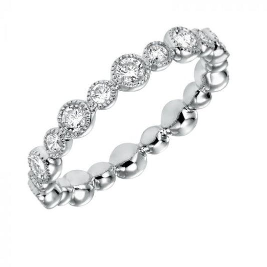 Artcarved Bridal Mounted with Side Stones Contemporary Stackable Eternity Anniversary Band 14K White Gold