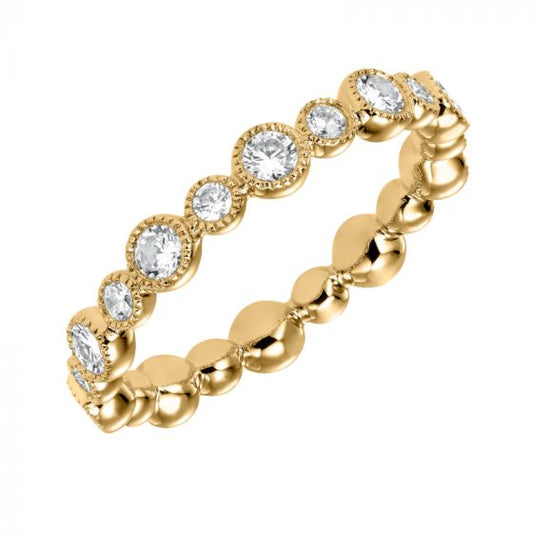 Artcarved Bridal Mounted with Side Stones Contemporary Stackable Eternity Anniversary Band 14K Yellow Gold