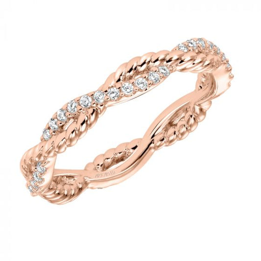 Artcarved Bridal Mounted with Side Stones Contemporary Stackable Eternity Anniversary Band 14K Rose Gold