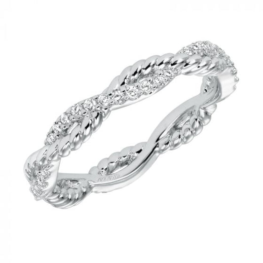 Artcarved Bridal Mounted with Side Stones Contemporary Stackable Eternity Anniversary Band 14K White Gold