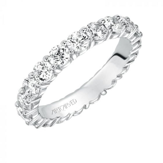 Artcarved Bridal Mounted with Side Stones Contemporary Stackable Eternity Anniversary Band 14K White Gold