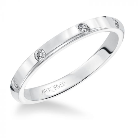 Artcarved Bridal Mounted with Side Stones Diamond Anniversary Band Clara Platinum