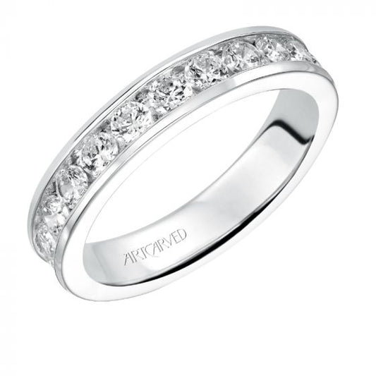 Artcarved Bridal Mounted with Side Stones Classic Eternity Diamond Anniversary Band 14K White Gold