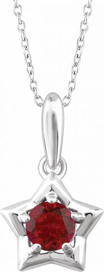 14K White 3 mm Round January Youth Star Birthstone 15 Necklace