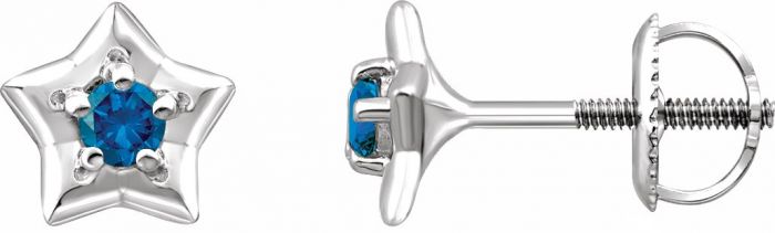 14K White 3 mm Round December Youth Star Birthstone Earrings