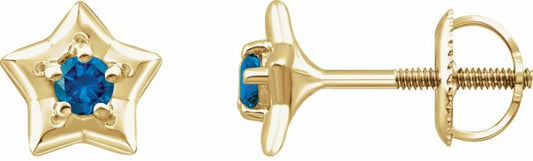 14K Yellow 3 mm Round December Youth Star Birthstone Earrings