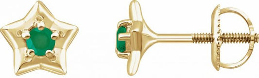 14K Yellow 3 mm Round May Youth Star Birthstone Earrings
