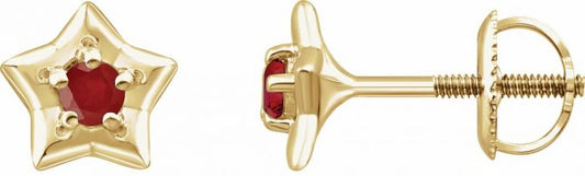 14K Yellow 3 mm Round July Youth Star Birthstone Earrings