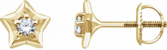 14K Yellow 3 mm Round April Youth Star Birthstone Earrings