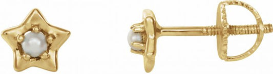 14K Yellow 3 mm Round June Youth Star Birthstone Earrings