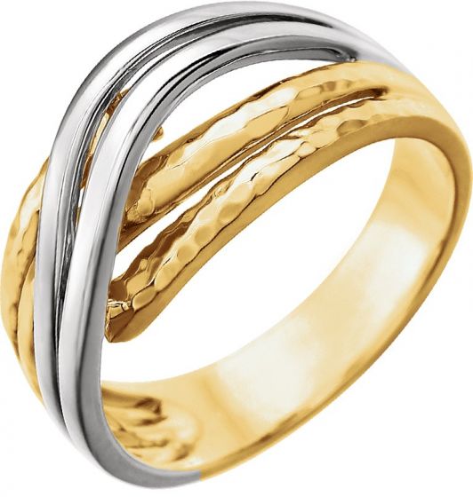 14K Yellow Overlap Hammered Ring