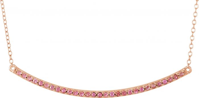 14K Rose Pink Sapphire Bar 16-18 Necklace