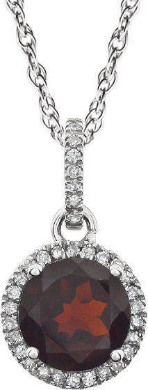 14K White Mozambique Garnet & 1/10 CTW Diamond 18 Necklace