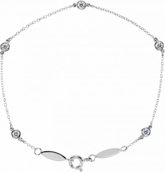 14K White 1/3 CTW Diamond Bezel-Set Station 7 Bracelet