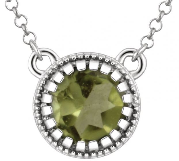 14K White Peridot August 18 Birthstone Necklace