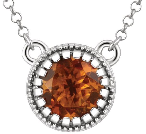 14K White Citrine November 18 Birthstone Necklace