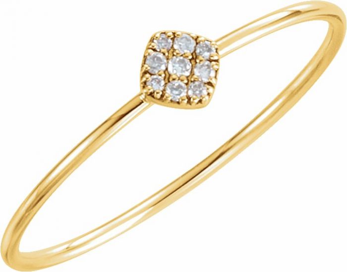 14K Yellow 1/8 CTW Diamond Petite Square Ring