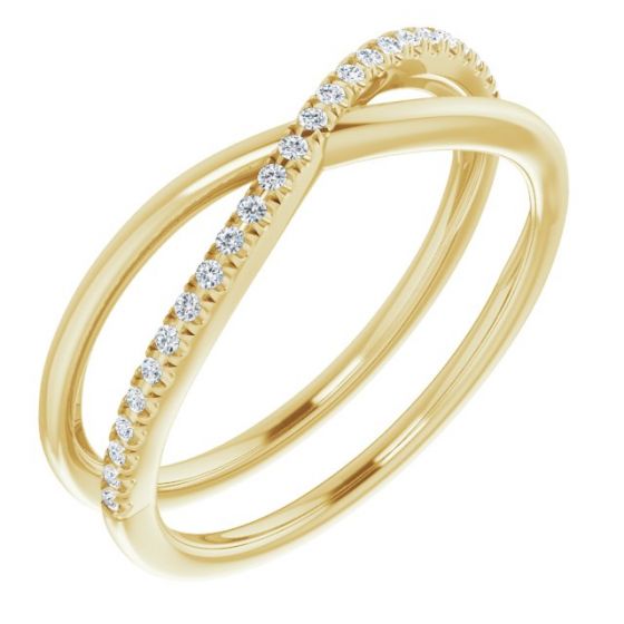 14K Yellow 1/10 CTW Diamond Criss-Cross Ring