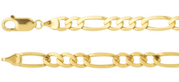 14K Yellow 5.5 mm Figaro 8 Chain