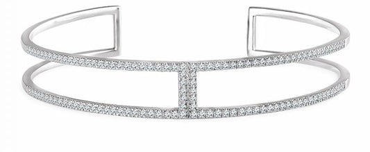 14K White 3/4 CTW Diamond Cuff 6 Bracelet