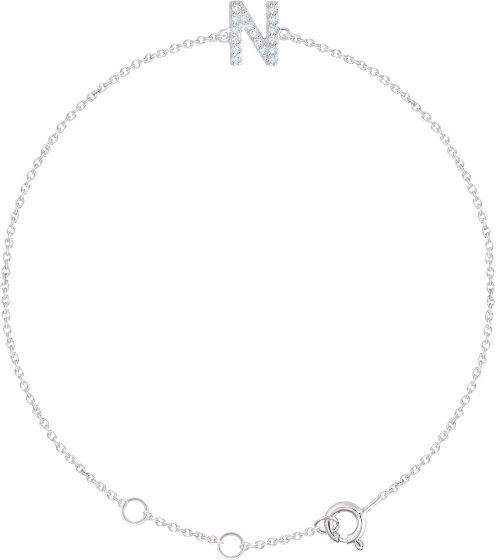 14K White .06 CTW Diamond Initial N 6-7 Bracelet