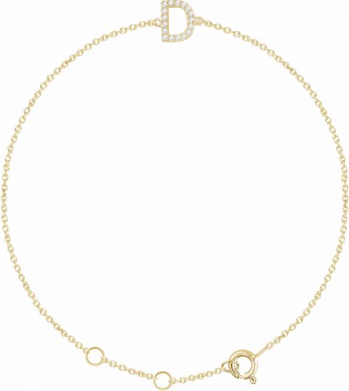 14K Yellow .06 CTW Diamond Initial D 6-7 Bracelet