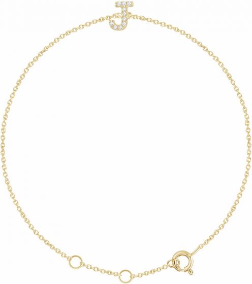 14K Yellow .05 CTW Diamond Initial J 6-7 Bracelet