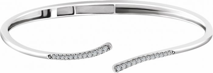 14K White 1/4 CTW Diamond Bypass Hinged Cuff 7 Bracelet