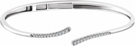 14K White 1/4 CTW Diamond Bypass Hinged Cuff 7 Bracelet