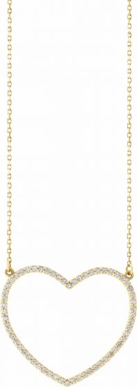 14K Yellow 3/8 CTW Diamond Large Heart 16 Necklace