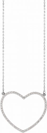 14K White 3/8 CTW Diamond Large Heart 16 Necklace