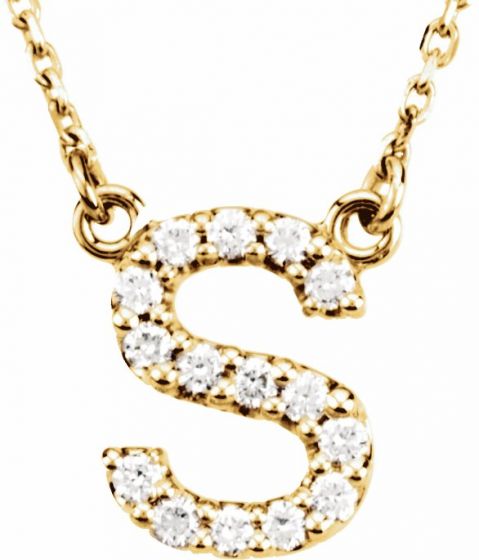 14K Yellow Initial S 1/8 CTW Diamond 16 Necklace