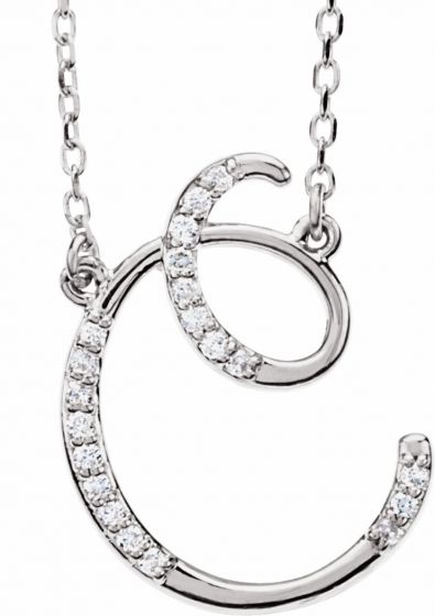 14K White 1/10 CTW Diamond Initial C 16 Necklace
