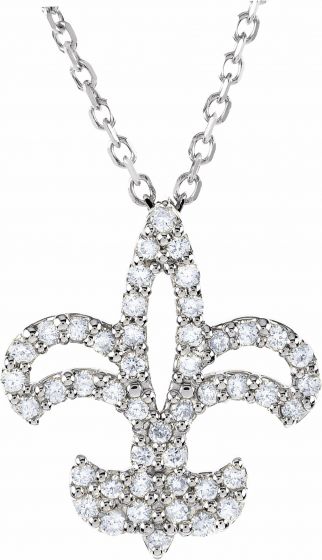 14K White 1/5 CTW Diamond Fleur De Lis 16 Necklace